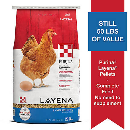 Purina Layena Pellets Layer Poultry Feed, 50 lb. Bag