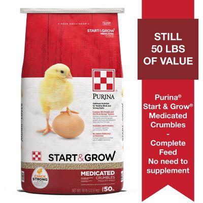 Purina Start and Grow Medicated Crumbles Poultry Feed, 50 lb.
