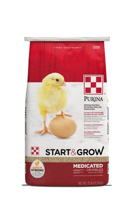 Purina Start and Grow Medicated Crumbled Chicken Feed, 25 lb. Bag