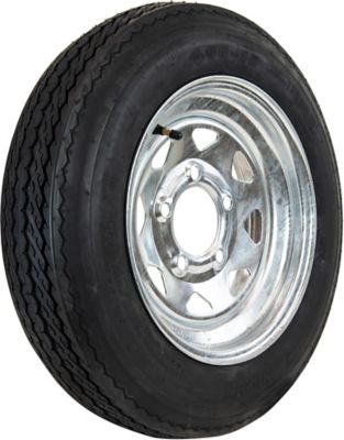 Hi-Run 4.80-12 Trailer Tire, 5-Hole Galvanized Spoke Wheel, Load Range B 4PR