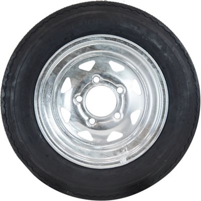 Image showing  4.80-12 Trailer Tire, 5-Hole Galvanized Spoke Wheel, Load Range B 4PR