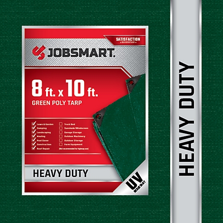 JobSmart 8 ft. x 10 ft. Heavy-Duty Poly Tarp, Green