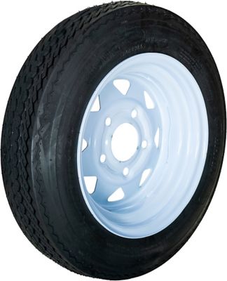 Hi-Run Trailer Tire, 4.80-12, 5-Hole White Spoke Wheel, Load Range B 4PR, ASB1053