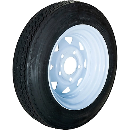Hi-Run Trailer Tire, 4.80-12, 5-Hole White Spoke Wheel, Load Range B 4PR, ASB1053