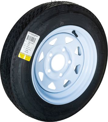 Image showing  4.80-12 Trailer Tire, 5-Hole White Spoke Wheel, Load Range B 4PR