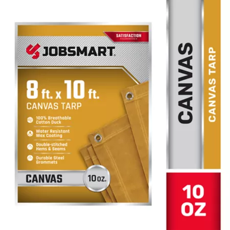 JobSmart 8' x 10' Canvas Tarp Yellow Tarps