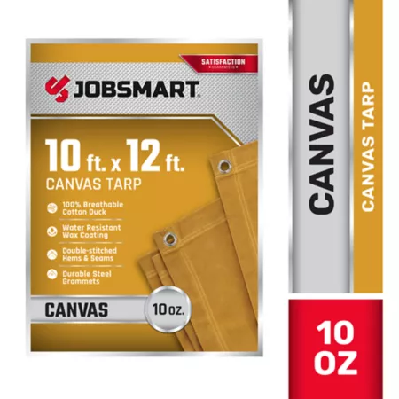 JobSmart 10 ft x 12 ft Canvas Tarp 10 oz. Tarps