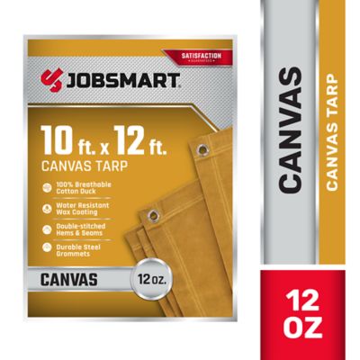JobSmart 10 ft. x 12 ft. Canvas Tarp, 12 oz.
