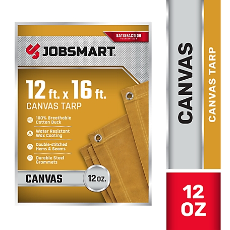 JobSmart 12 ft. x 16 ft. Canvas Tarp, Yellow