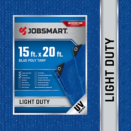 JobSmart 15 ft. x 20 ft. Light-Duty Poly Tarp, Blue