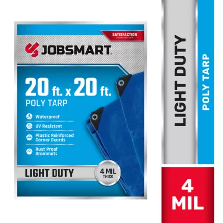 JobSmart Lightweight Poly Tarp 20 ft x 20 ft Blue Tarps