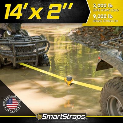 Image showing  14 ft. Retractable Tow Strap, 3,000 lb. Safe Work Load, Yellow
