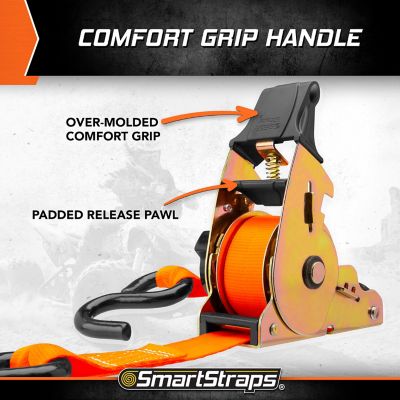 Image showing 5 th SmartStraps 1.25 in. x 10 ft. Retractable Ratchet, 1,000 lb., Orange, 2 pk.