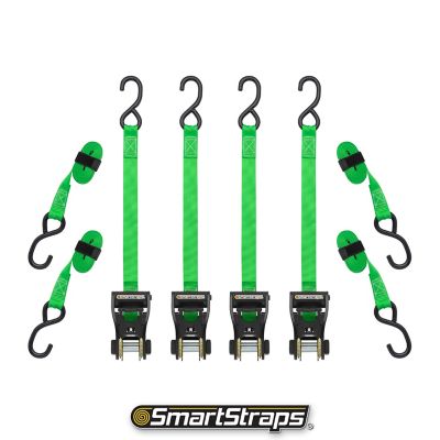 Image showing  1 in. x 14 ft. Premium RatchetX Tie Down Strap, 500 lb., Green, 4 pk.