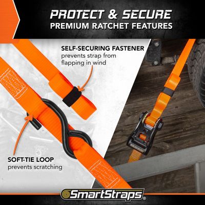 Image showing 6 th SmartStraps 1-1/8 in. x 14 ft. Premium RatchetX Tie Down Strap, 1,000 lb., Orange, 4 pk.