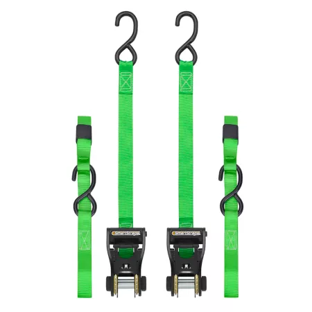 SmartStraps RatchetX Premium Tie Down Strap 1 in x 10 ft 500 lb Green 2 Pack Ratchet Straps