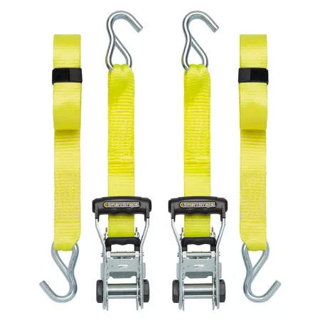 SmartStraps RatchetX Premium Tie Down Strap 1.5 in x 14 ft 1667 lbs Yellow 2 Pack Ratchet Straps