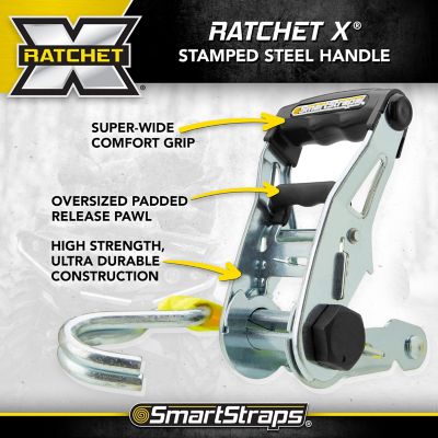 Image showing 5 th SmartStraps 1.5 in. x 14 ft. Premium RatchetX Tie Down Strap, 1667 lb., Yellow, 2 pk.