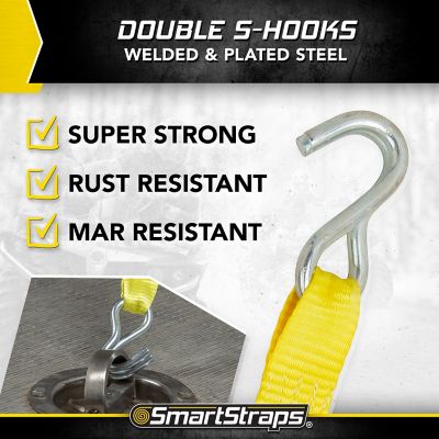 Image showing 7 th SmartStraps 1.5 in. x 14 ft. Premium RatchetX Tie Down Strap, 1667 lb., Yellow, 2 pk.