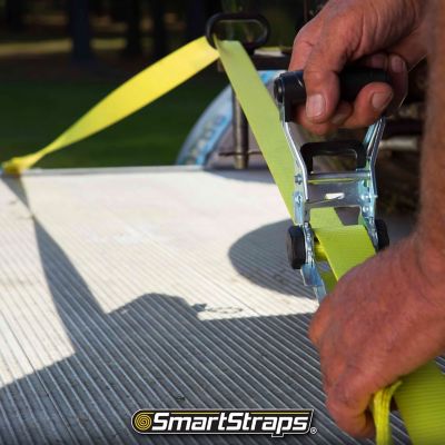 Image showing 8 th SmartStraps 1.5 in. x 14 ft. Premium RatchetX Tie Down Strap, 1667 lb., Yellow, 2 pk.