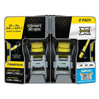 Image showing 9 th SmartStraps 1.5 in. x 14 ft. Premium RatchetX Tie Down Strap, 1667 lb., Yellow, 2 pk.
