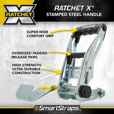 Image showing  2 in. x 27 ft. Ratchet Tie Down Strap with Flat Hook, 3,333 lb., Yellow