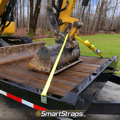 Image showing 7 th SmartStraps 2 in. x 27 ft. Ratchet Tie Down Strap with Flat Hook, 3,333 lb., Yellow