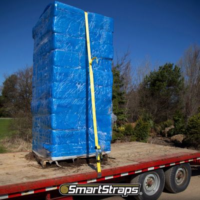 Image showing 8 th SmartStraps 2 in. x 27 ft. Ratchet Tie Down Strap with Flat Hook, 3,333 lb., Yellow