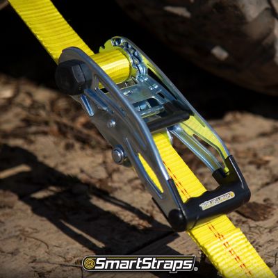 Image showing 9 th SmartStraps 2 in. x 27 ft. Ratchet Tie Down Strap with Flat Hook, 3,333 lb., Yellow