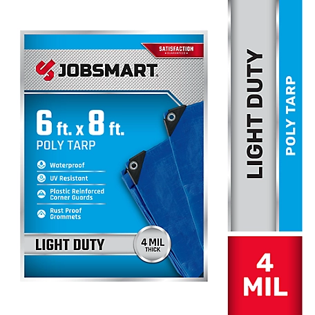 JobSmart 6 ft. x 8 ft. Light-Duty Poly Tarp, Blue