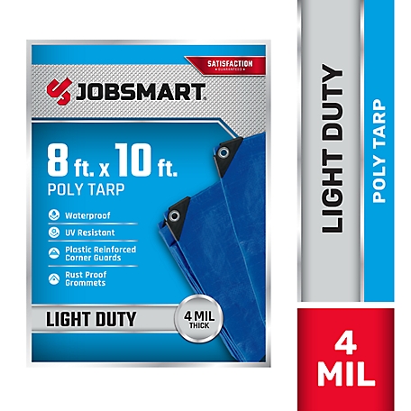 JobSmart 8 ft. x 10 ft. Light-Duty Poly Tarp, Blue