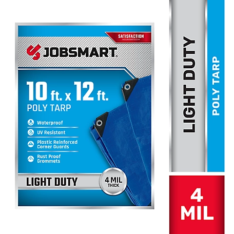 JobSmart 10 ft. x 12 ft. Light-Duty Poly Tarp, Blue