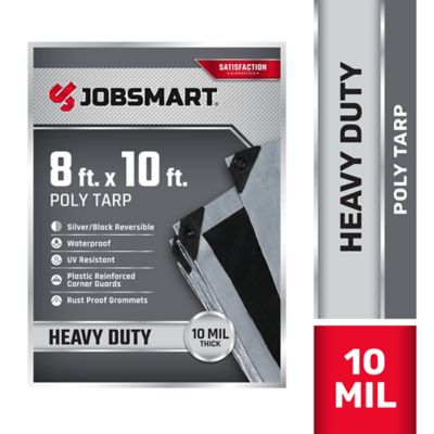 JobSmart 8 ft. x 10 ft. Heavy-Duty Reversible Poly Tarp, Black/Silver