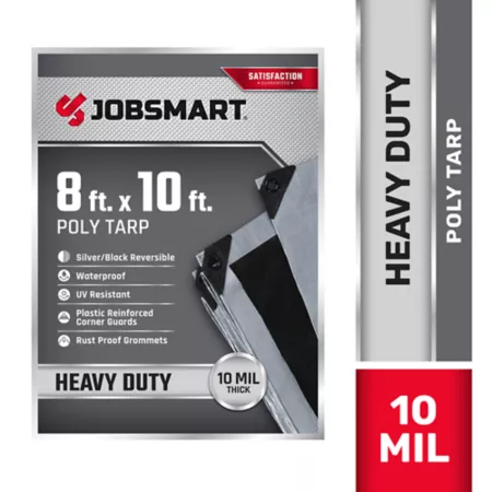 JobSmart 8' x 10' Heavy Duty Reversible Poly Tarp Black/Silver Tarps