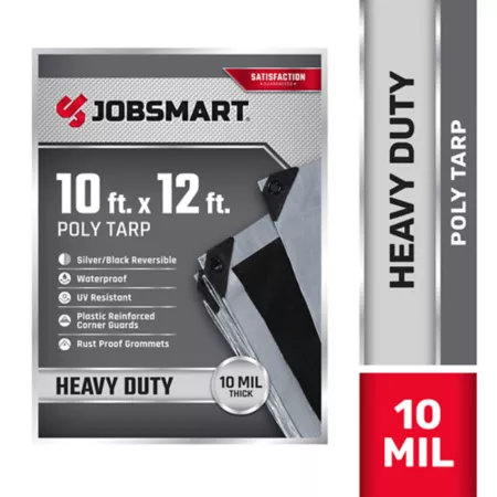 JobSmart 10' x 12' Heavy Duty Reversible Poly Tarp Black/Silver Tarps