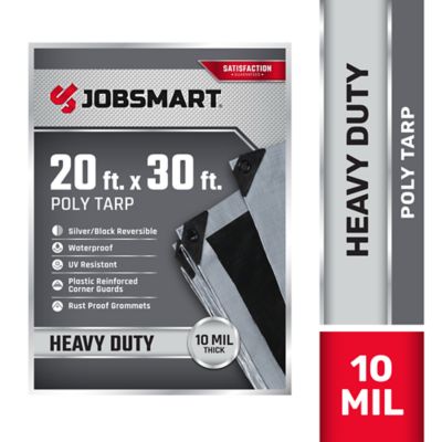 JobSmart 20 ft. x 30 ft. Heavy-Duty Reversible Poly Tarp, Black/Silver