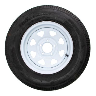 Carry-On Trailer ST205/75D14 14 in. Bias 6-Ply Trailer Tire and White Mod Wheel 5 Lug on 4.5 in