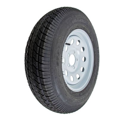 Image showing  ST205/75D15 15 in. Bias 6-Ply Tire and White Wheel 5 Lug on 4.5 in