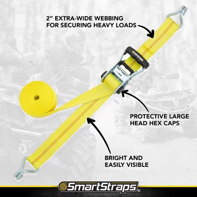Image showing 6 th SmartStraps 2 in. x 25 ft. Standard Ratchet with Double J-Hook, 1,667 lb., Yellow