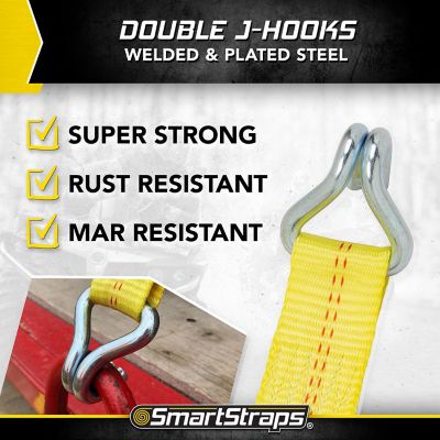 Image showing 8 th SmartStraps 2 in. x 25 ft. Standard Ratchet with Double J-Hook, 1,667 lb., Yellow