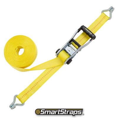 Image showing  2 in. x 27 ft. Ratchet with Double J-Hook, 3,333 lb. Capacity, Yellow