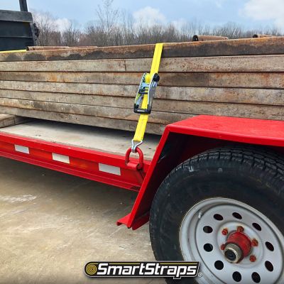 Image showing 9 th SmartStraps 2 in. x 27 ft. Ratchet with Double J-Hook, 3,333 lb. Capacity, Yellow