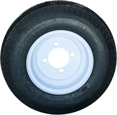 Image showing  4.80-8 Trailer Tire, 4-Hole White Spoke Wheel, Load Range B 4PR