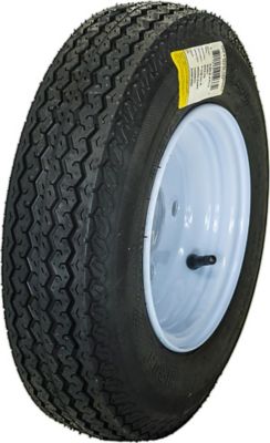 Image showing  4.80-8 Trailer Tire, 4-Hole White Spoke Wheel, Load Range B 4PR
