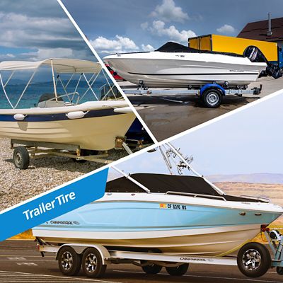 Image showing 5 th Hi-Run 4.80-8 Trailer Tire, 4-Hole White Spoke Wheel, Load Range B 4PR