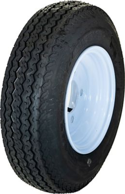 Hi-Run 4.80-8 Trailer Tire, 5-Hole White Spoke Wheel, Load Range B 4PR