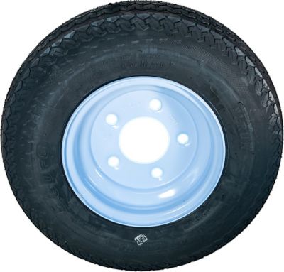 Image showing 6 th Hi-Run 4.80-8 Trailer Tire, 5-Hole White Spoke Wheel, Load Range B 4PR
