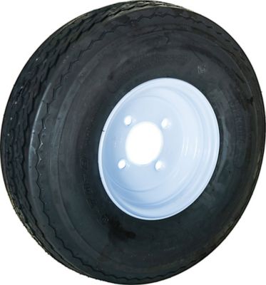 Hi-Run Trailer Tire, 5.70-8, 4-Hole White Spoke Wheel, Load Range B 4PR, ASB1052