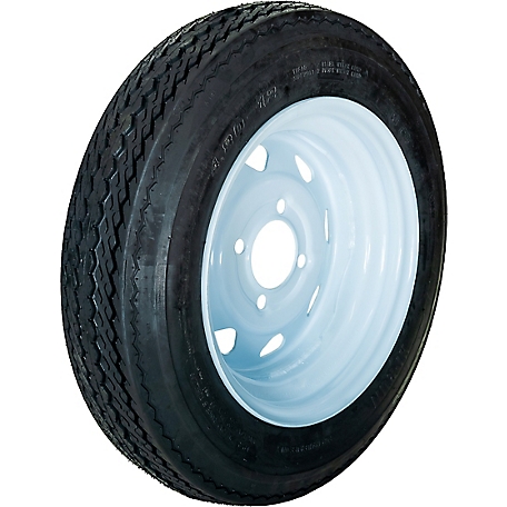 Hi-Run Trailer Tire, 4.80-12, 4-Hole White Spoke Wheel, Load Range