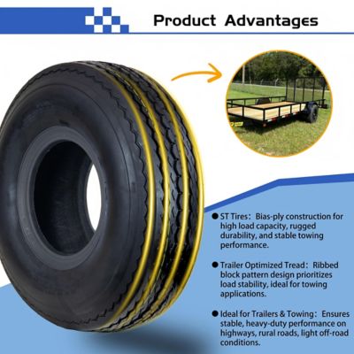 Image showing  4.80-12 Trailer Tire, 4-Hole White Spoke Wheel, Load Range B 4PR